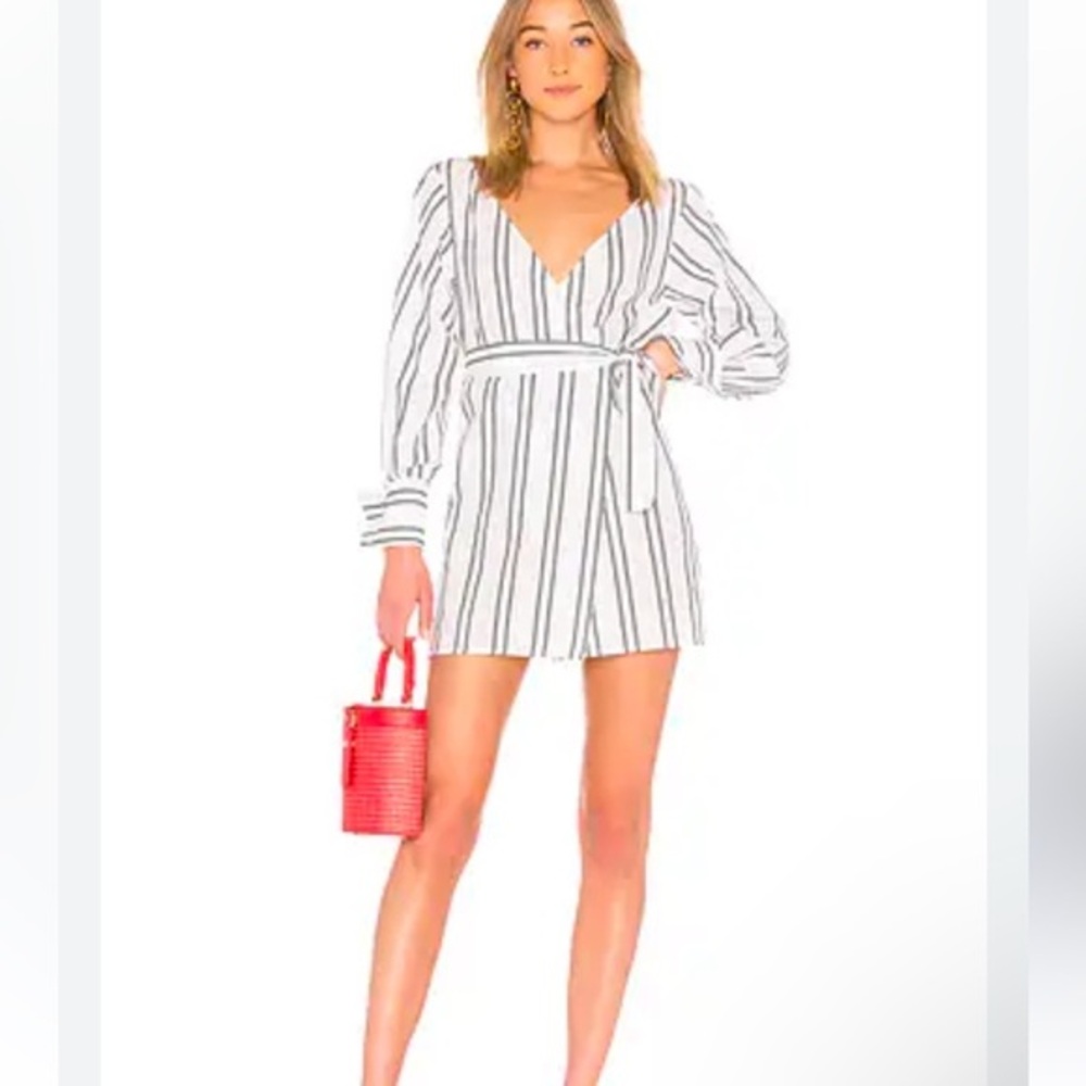 LPA Cotton‎ Long Sleeve Striped Wrap Mini 682 Dress Size Small